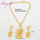 Mermaid Pendant and Earrings Set Plated Jewelry for Party