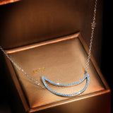 Moon Star Pendant Necklace Cubic Zirconia 925 Silver
