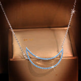 Moon Star Pendant Necklace Cubic Zirconia 925 Silver