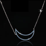 Moon Star Pendant Necklace Cubic Zirconia 925 Silver