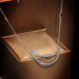 Moon Star Pendant Necklace Cubic Zirconia 925 Silver