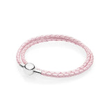 Multicolor Double Loop Leather Braid Bracelet for Couples