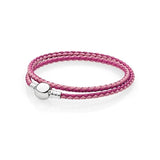 Multicolor Double Loop Leather Braid Bracelet for Couples