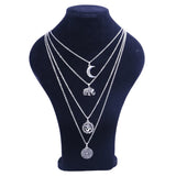 Multilayer Moon Elephant 3D Pendant Long Necklace
