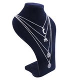 Multilayer Moon Elephant 3D Pendant Long Necklace