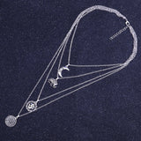 Multilayer Moon Elephant 3D Pendant Long Necklace