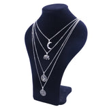 Multilayer Moon Elephant 3D Pendant Long Necklace