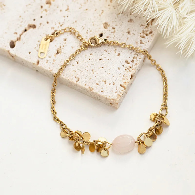 French Vintage Titanium Steel Plated Charm Bracelet