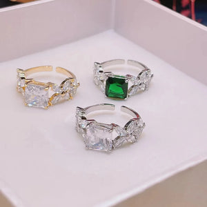 Adjustable CZ Stones Cuff Ring for Women R-284