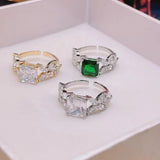 Adjustable CZ Stones Cuff Ring for Women R-284