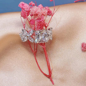 Adjustable CZ Stones Cuff Ring for Women R-284