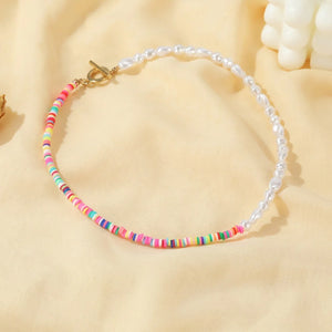 Retro Colored Clay Necklace Girl Jewelry Gift