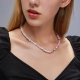 Retro Colored Clay Necklace Girl Jewelry Gift