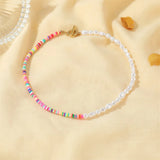 Retro Colored Clay Necklace Girl Jewelry Gift