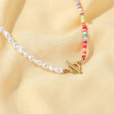 Retro Colored Clay Necklace Girl Jewelry Gift
