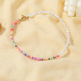 Retro Colored Clay Necklace Girl Jewelry Gift
