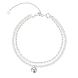 S925 Silver Gypsophila Pearl Double Layer Bracelet Wedding Party Gift