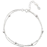 S925 Silver Snake Bone Chain Double Bracelet Women Fine Jewelry