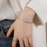 925 Silver Double Chain Bracelet for Women - Wedding Party Birthday Gift