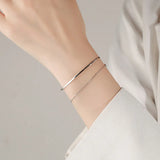 925 Silver Double Chain Bracelet for Women - Wedding Party Birthday Gift