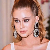 Double-Sided Rhinestone Earrings Pendant Women's Jewelry