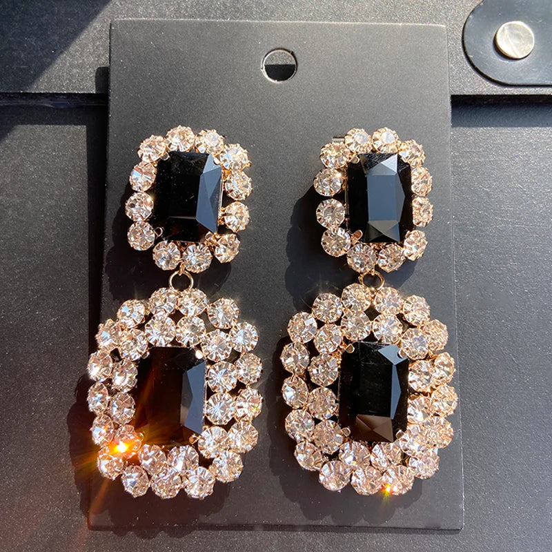 Double-Sided Rhinestone Earrings Pendant Women's Jewelry