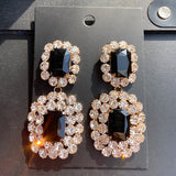 Double-Sided Rhinestone Earrings Pendant Women's Jewelry