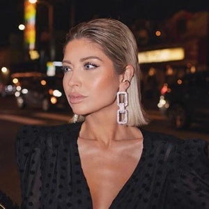 Double-Sided Rhinestone Earrings Pendant Women's Jewelry