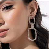 Double-Sided Rhinestone Earrings Pendant Women's Jewelry