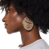 Rhinestone Round Dangle Earrings for Women Statement Accessories