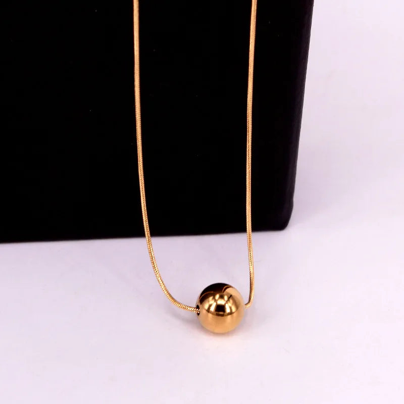 Round Steel Ball Pendant Snake Bone Necklace Love Jewelry