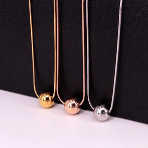 Round Steel Ball Pendant Snake Bone Necklace Love Jewelry