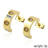 Stainless Steel Crystal Studs Earrings