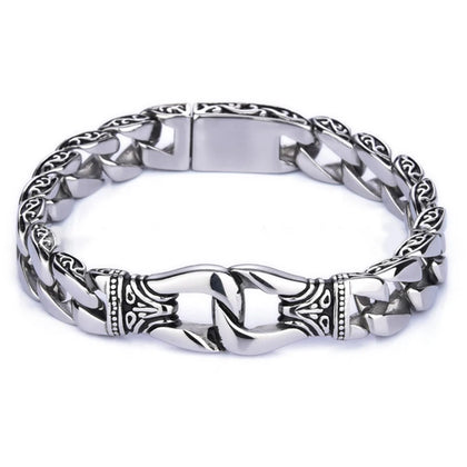 Stainless Steel Charm Bracelet Men Vintage Totem Mens Bracelets Male Jewelry