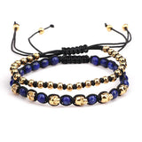 Stainless Steel Skull Beads Bracelet Natural Stone Jewelry