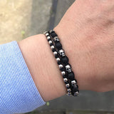 Stainless Steel Skull Beads Bracelet Natural Stone Jewelry