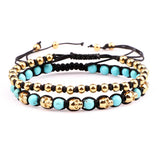Stainless Steel Skull Beads Bracelet Natural Stone Jewelry