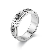 Titanium Steel Star Moon Rotation Ring Decompression Couple Jewelry