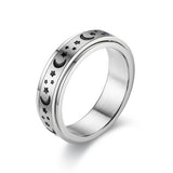 Titanium Steel Star Moon Rotation Ring Decompression Couple Jewelry