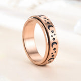 Titanium Steel Star Moon Rotation Ring Decompression Couple Jewelry