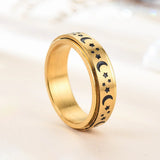Titanium Steel Star Moon Rotation Ring Decompression Couple Jewelry
