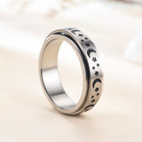 Titanium Steel Star Moon Rotation Ring Decompression Couple Jewelry