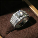 Stainless Steel CZ Engagement Ring Set
