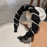Geometric Lace Headband with Acrylic Beads Women Hair Accessory