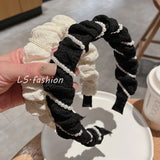 Geometric Lace Headband with Acrylic Beads Women Hair Accessory
