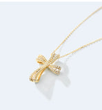 AAAA Zircon Cross Claw Set Silver-plated Necklace
