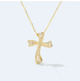 AAAA Zircon Cross Claw Set Silver-plated Necklace