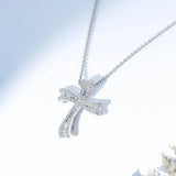 AAAA Zircon Cross Claw Set Silver-plated Necklace
