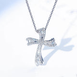AAAA Zircon Cross Claw Set Silver-plated Necklace