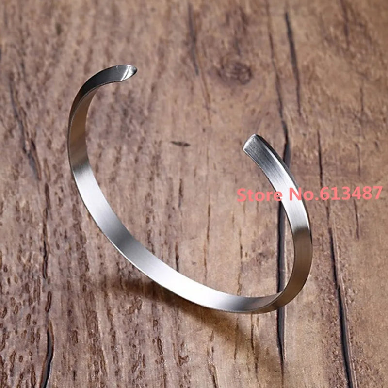 Silver Stainless Steel Bracelet Open Cuff Bangle Jewelry Christmas Gift